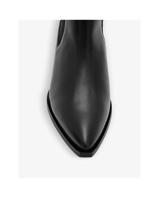 AllSaints Black Fox Pointed-toe Leather Heeled Ankle Boots