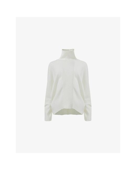 eem White Ribbed High-Neck Knitted Jumper