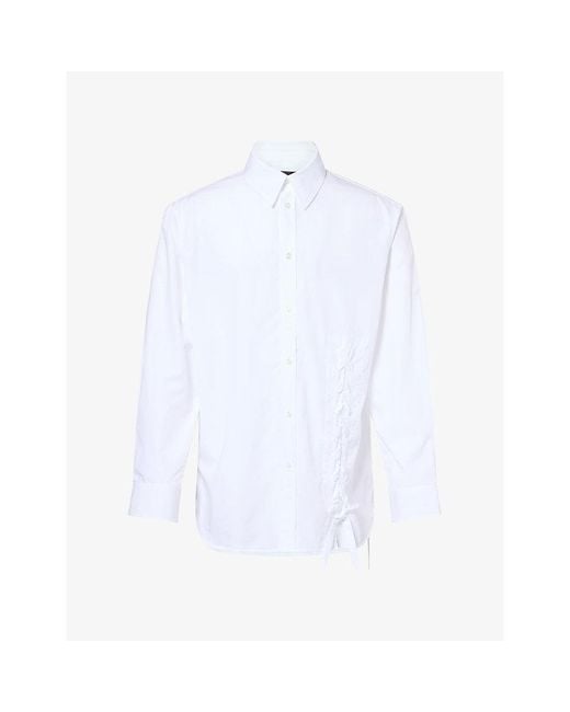Simone Rocha White Lace-Up Hem Cotton Shirt for men