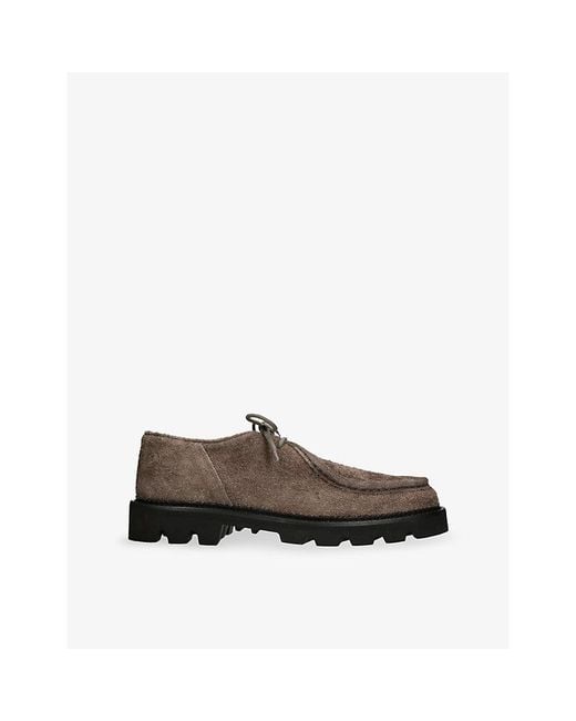 Collegium Brown Moc-Toe Suede Derby Shoes for men