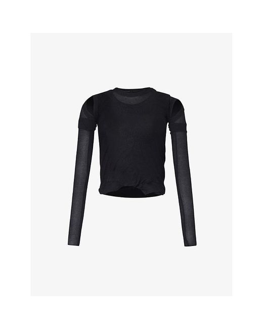 Rick Owens Black Long-sleeved Slim-fit Cotton-jersey Top