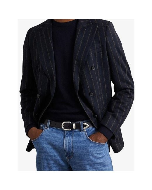 Reiss Black Jonny Leather Belt for men