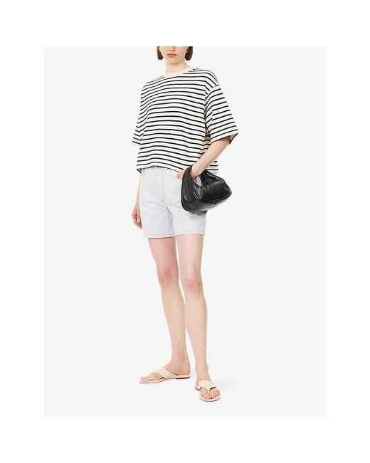 Anine Bing White Myers Cropped Cotton-Blend T-Shirt