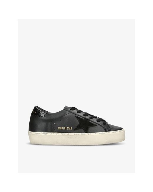 Golden Goose Hi Star 90100 Branded Leather Low Top Trainers in Black Lyst UK