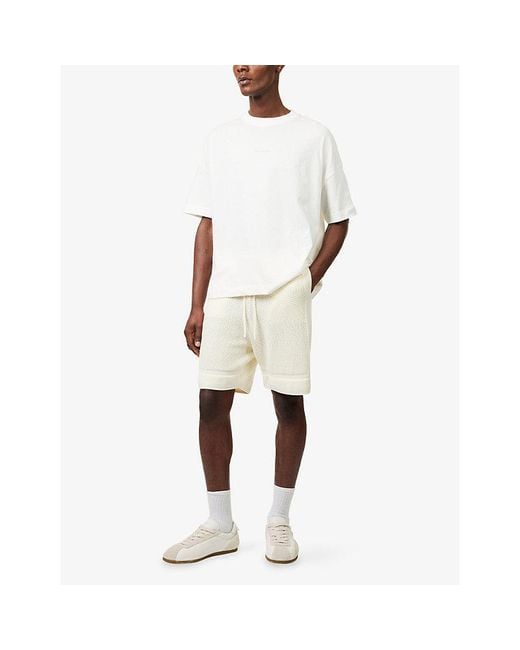 The Couture Club White Relaxed-Fit Crochet Cotton-Knit Shorts for men