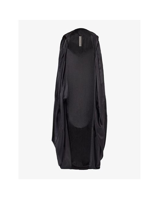 Rick Owens Black Relaxed-fit Hooded Silk Coat