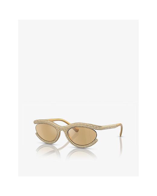 Swarovski Natural Sk6006 Crystal-embellished Oval-frame Sunglasses