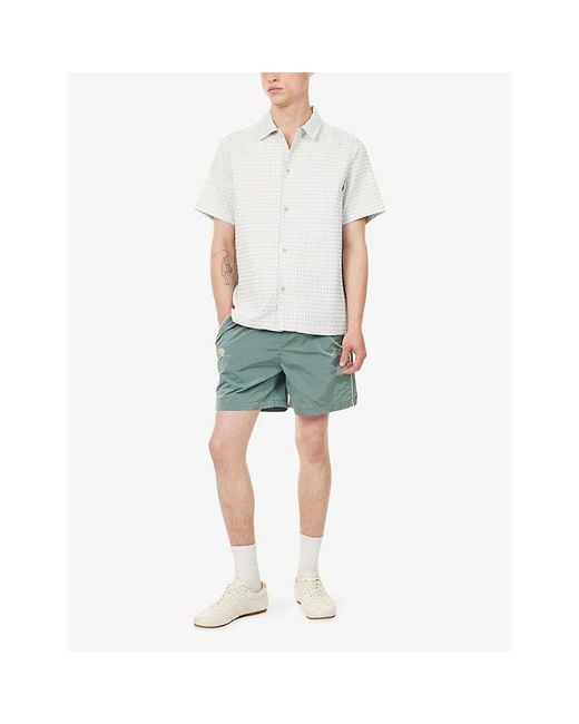 Les Deux White Check Seersucker Short-Sleeve Cotton Shirt for men