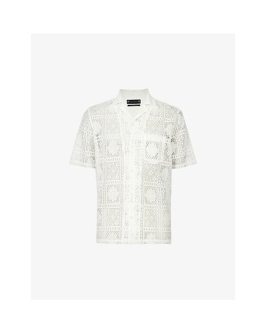 AllSaints White Llonga Crochet-pattern Relaxed-fit Woven Shirt for men
