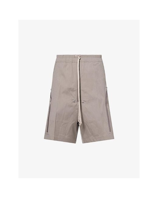 Rick Owens Gray Bauhaus Zip Cotton Shorts for men