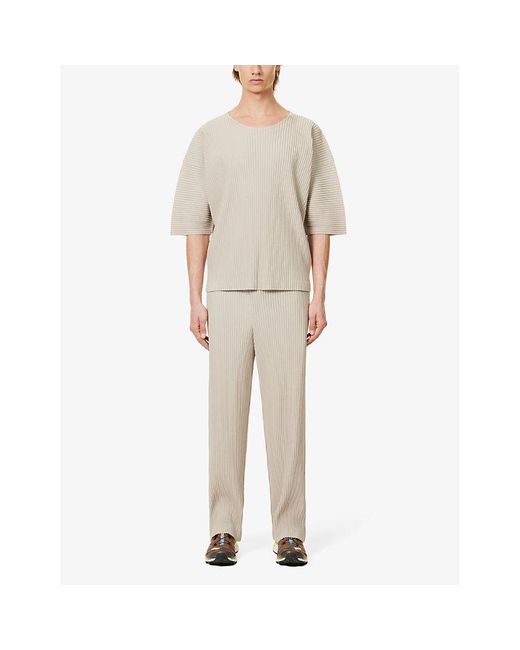 Homme Plissé Issey Miyake Natural Pleated Crewneck Knitted T-shirt X for men