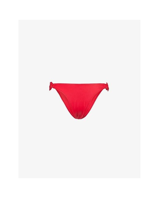 Away That Day Red Florence Stretch-Polyamide Bikini Bottoms