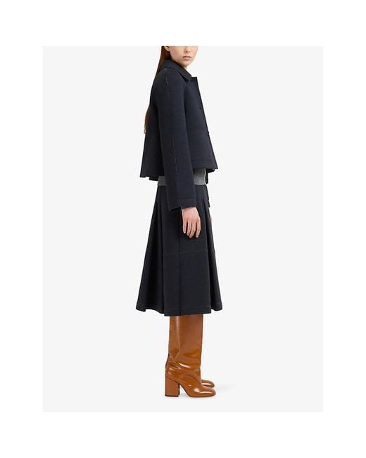Marni Black Colour-Block Brand-Embroidered Wool Cardigan