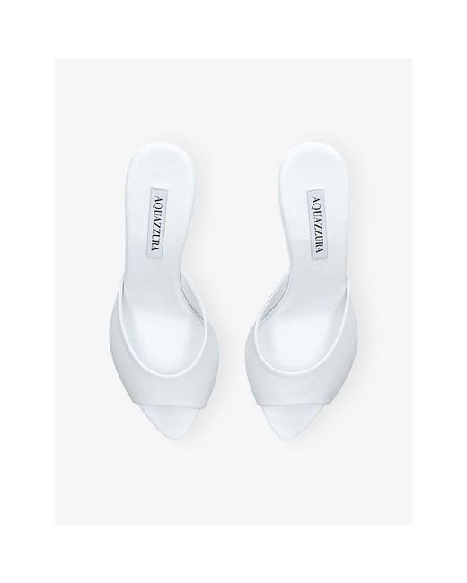 Aquazzura White Bisous 65 Leather Mules