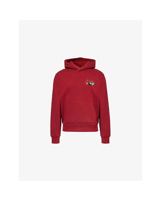 Amiri Red Pool Cue Kangaroo-Pocket Beads Relaxed-Fit Cotton-Jersey Hoody for men