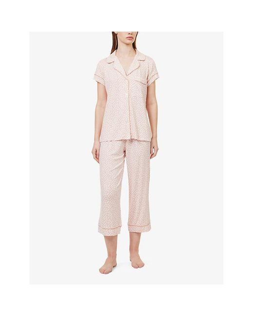 Eberjey Natural Gisele Abstract-pattern Stretch-jersey Pyjamas