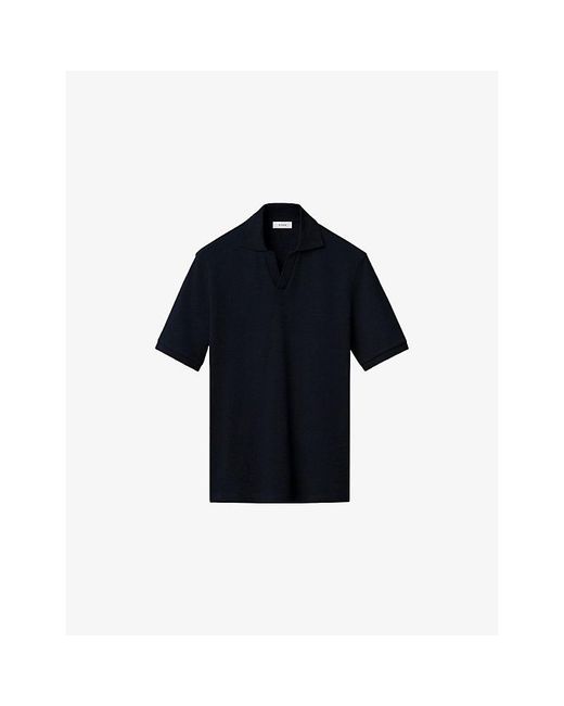 Eton of Sweden Blue Short-Sleeved Jacquard Cotton Polo Shirt for men