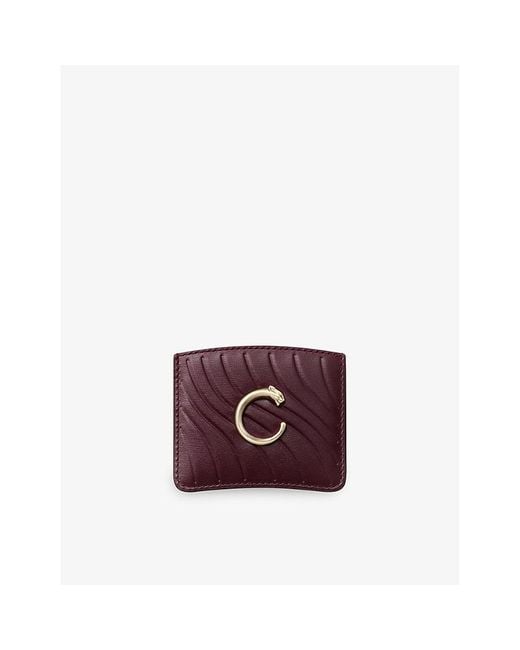 Cartier Purple Panthère C De Simple Leather Card Holder