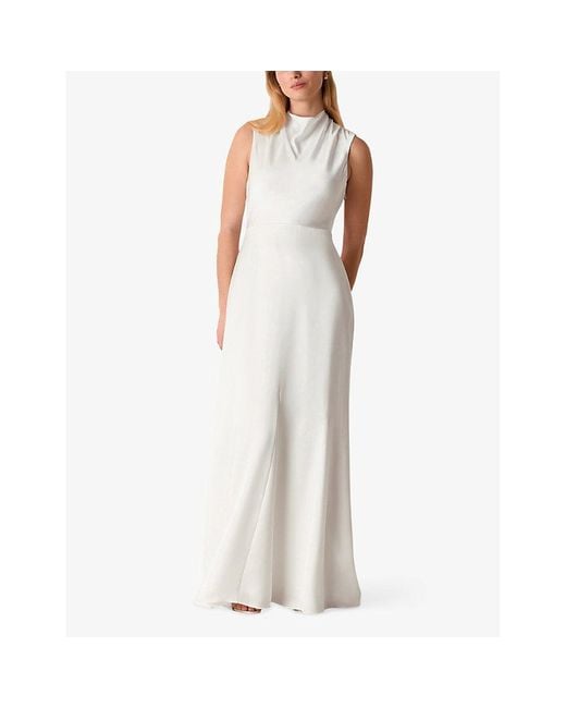 Whistles White Melody Cowl-Neck Woven Maxi Wedding Dress