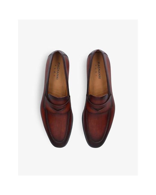 Magnanni Shoes Red Delos Leather Dress Loafers for men