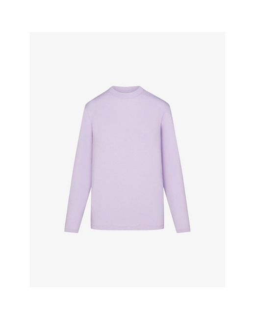 Skims Purple Boyfriend Mock-neck Stretch Cotton And Modal T-shirt X
