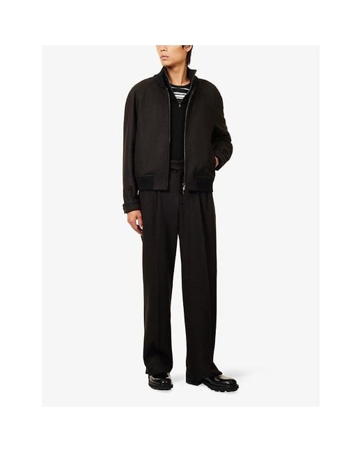 Emporio Armani Black Boiled Wool Blouson Jacket for men