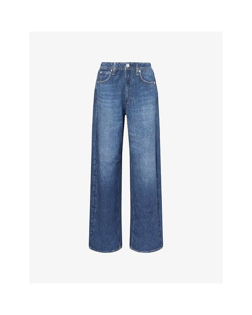 Rag & Bone Blue Scarlet Miramar Terry Wide-Leg Cotton-Jersey Trousers
