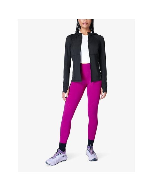 Sweaty Betty Black Pro Run Zip-Up Stretch Recycled-Polyester Top