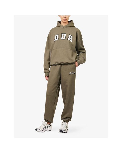 ADANOLA Green Ada Logo-Embroidered Cotton-Fleece Jogging Bottoms