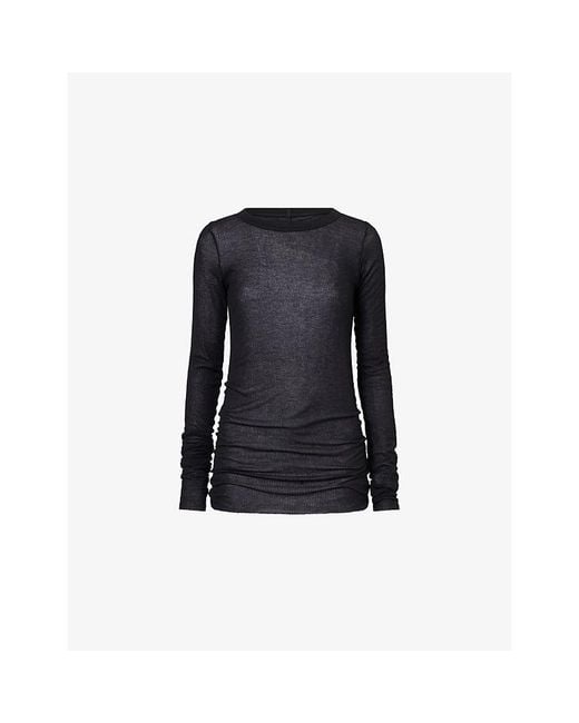 Rick Owens Black Ribbed Long-Sleeves Knitted T-Shirt