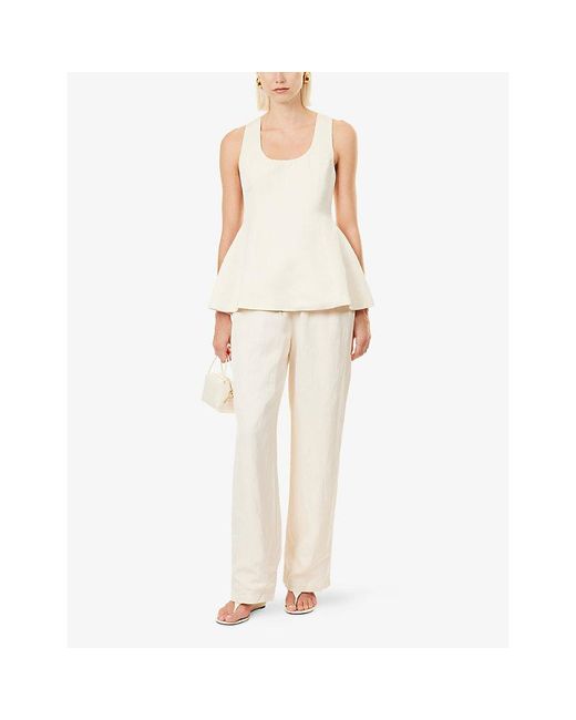 Odd Muse White Volume Sleeveless Woven Top