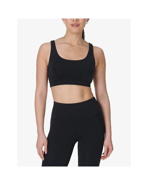 Sweaty Betty Black All Day Scoop-Neck Stretch-Woven Bralette