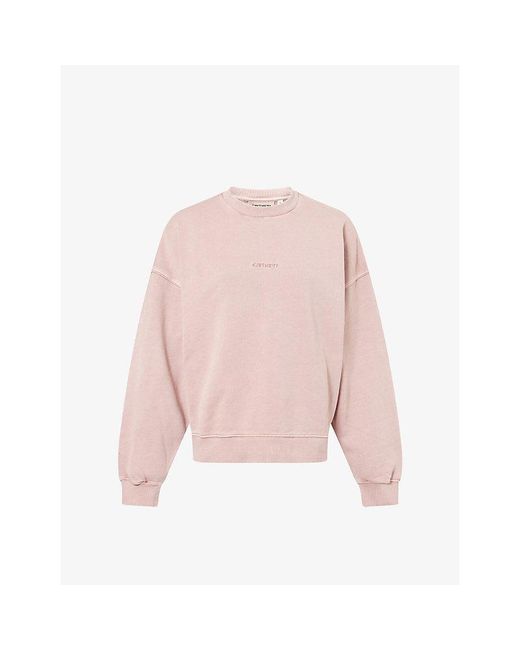 Carhartt Pink Benton Logo-Embroidered Cotton Sweatshirt