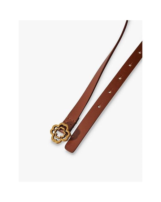 Maje White Logo-Buckle Leather Belt