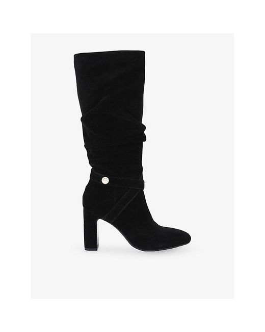 Carvela Kurt Geiger Black Jackpot Slouch Suede Knee-High Boots