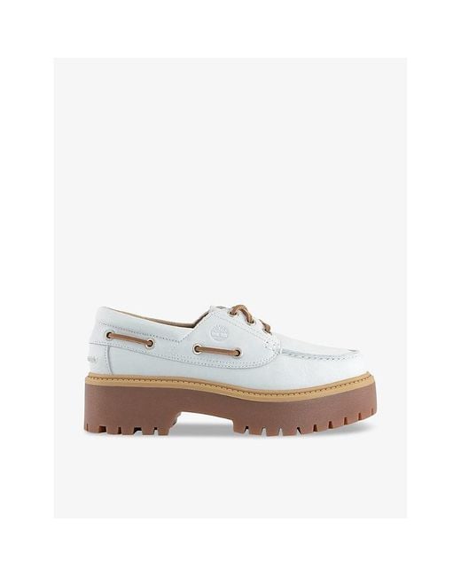 Timberland White Stone Street Chunky-sole Leather Boat Shoes