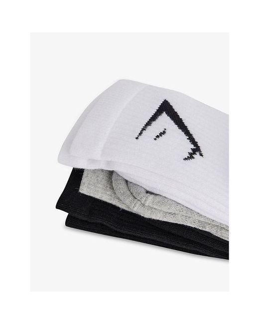 GYMSHARK White Branding Pack Of Three Cotton-Blend Socks