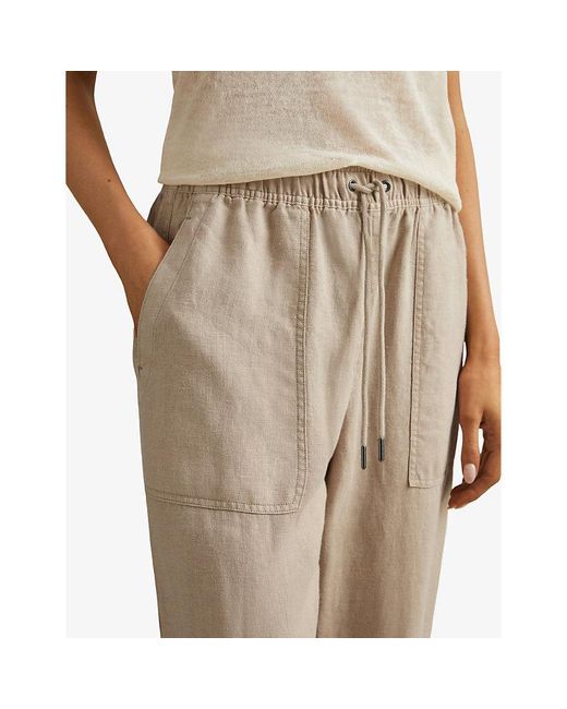 Reiss Natural Romie Relaxed-fit High-rise Stretch-woven Trousers