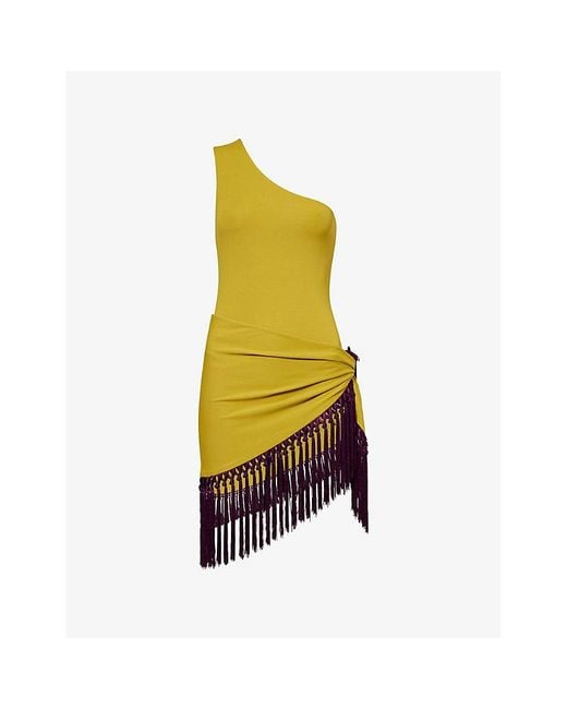 ‎Taller Marmo Yellow Yacare One-Shoulder Swimsuit