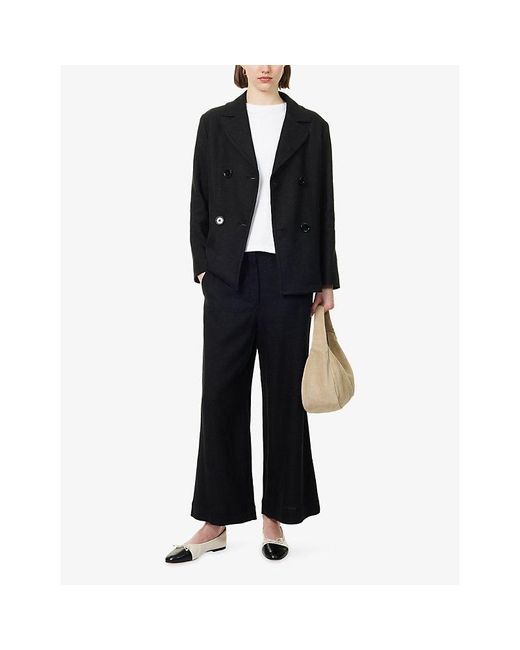 Max Mara Black Straight-Leg Cotton-Blend Trousers