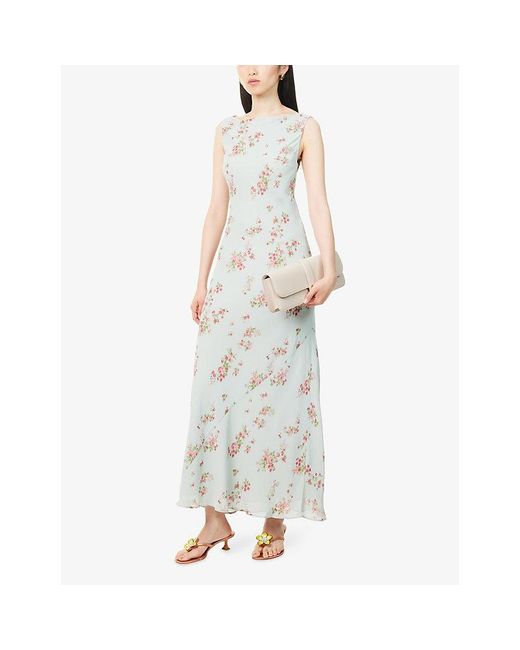 Reformation White Prescott Floral Woven Maxi Dress