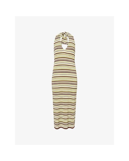 Away That Day Metallic Cape Town Halter-Neck Crochet Maxi Dress