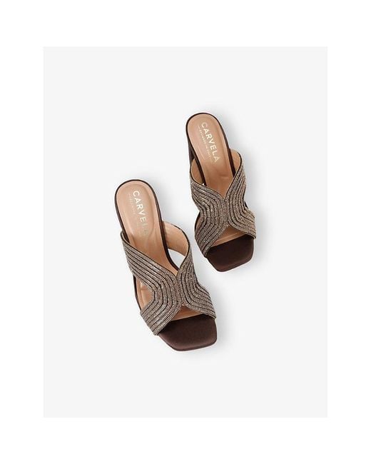 Carvela Kurt Geiger Brown Paparazzi Satin Heeled Sandals