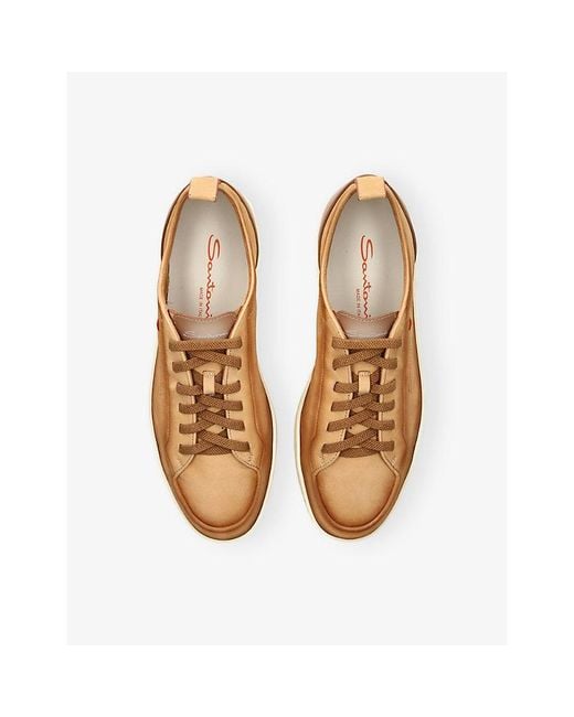 Santoni Natural Monte Carlo Leather Trainers for men
