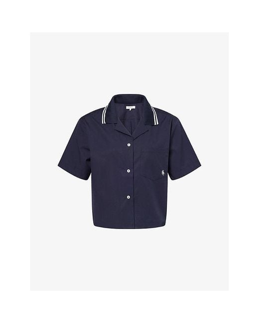 Sporty & Rich Blue Sailor Short-Sleeve Cotton Shirt