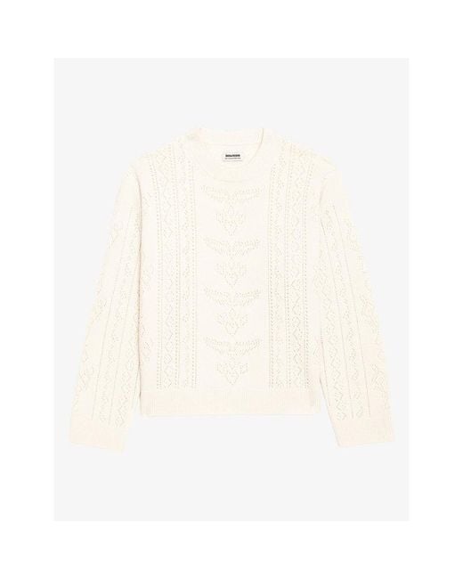 Zadig & Voltaire White Markuz Pointelle-Knit Wool And Cashmere-Blend Jumper