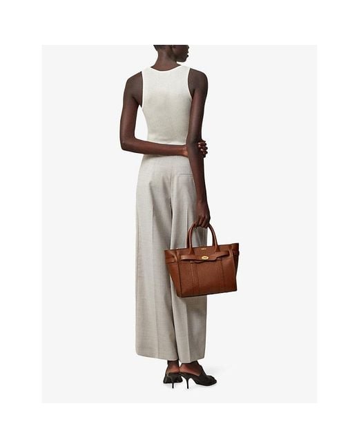 Mulberry Brown Small Zipped Bayswater Leather Tote Bag