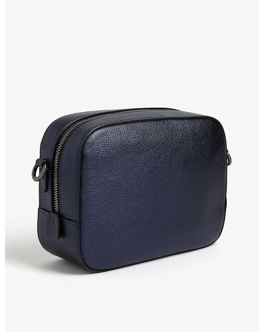 coach metallic blue camera bag