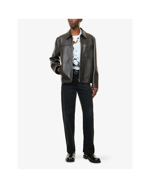 Paul Smith Black Straight-Fit Leather Jacket for men