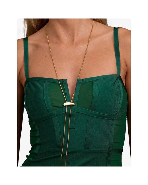 La Maison Du Couturier White Amadeus Lines Long Nugget 18Ct- Plated Brass Necklace